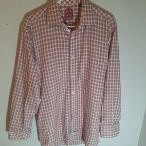 English Laundry Men's Red White Check Button-Up Shirt Long Sleeve 32/15 (medium)
